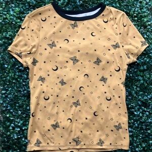 A no boundaries moon, star and butterflies shirt